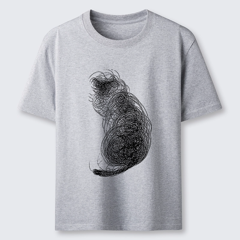 Magmoo Chaotic Line Art Of A Curled Cat Classic T-Shirt-Magmoo