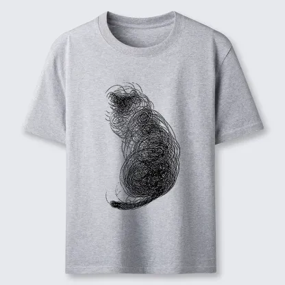 Magmoo Chaotic Line Art Of A Curled Cat Classic T-Shirt-Magmoo