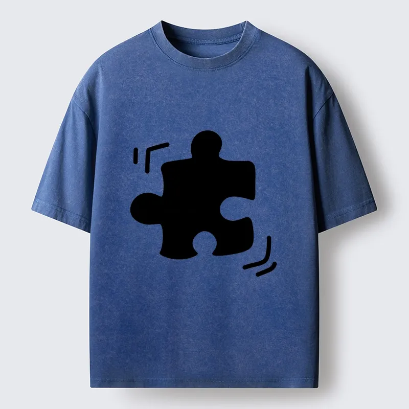Magmoo Black Puzzle Piece Washed T-Shirt-Magmoo