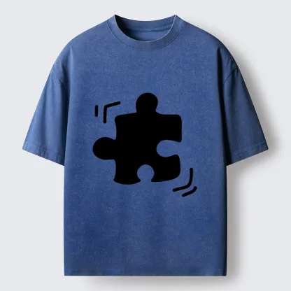 Magmoo Black Puzzle Piece Washed T-Shirt-Magmoo
