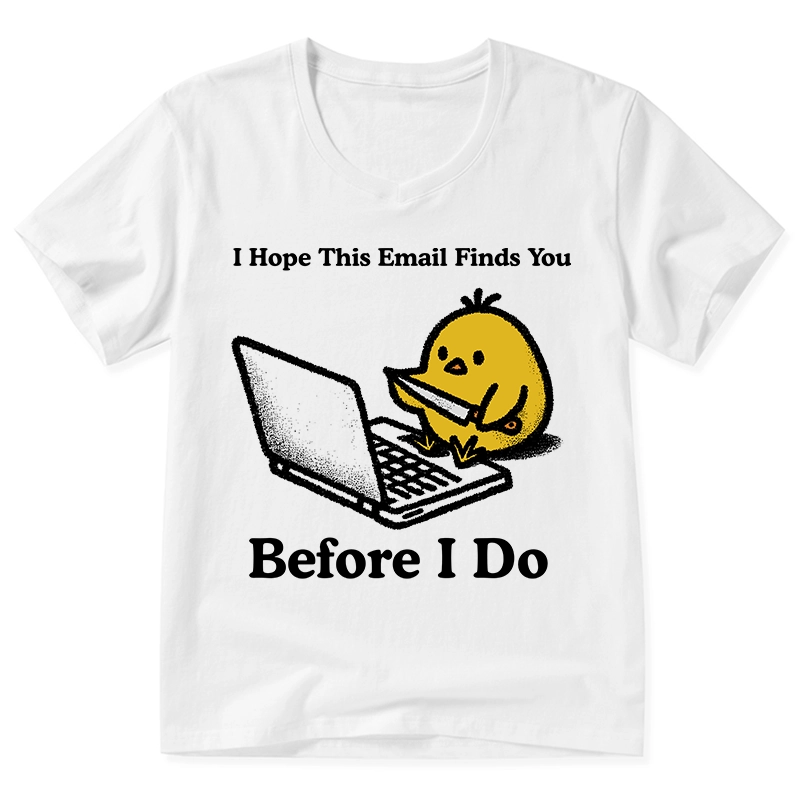 Magmoo Chicken Knife Email Meme V-Neck Classic T-Shirt-Magmoo