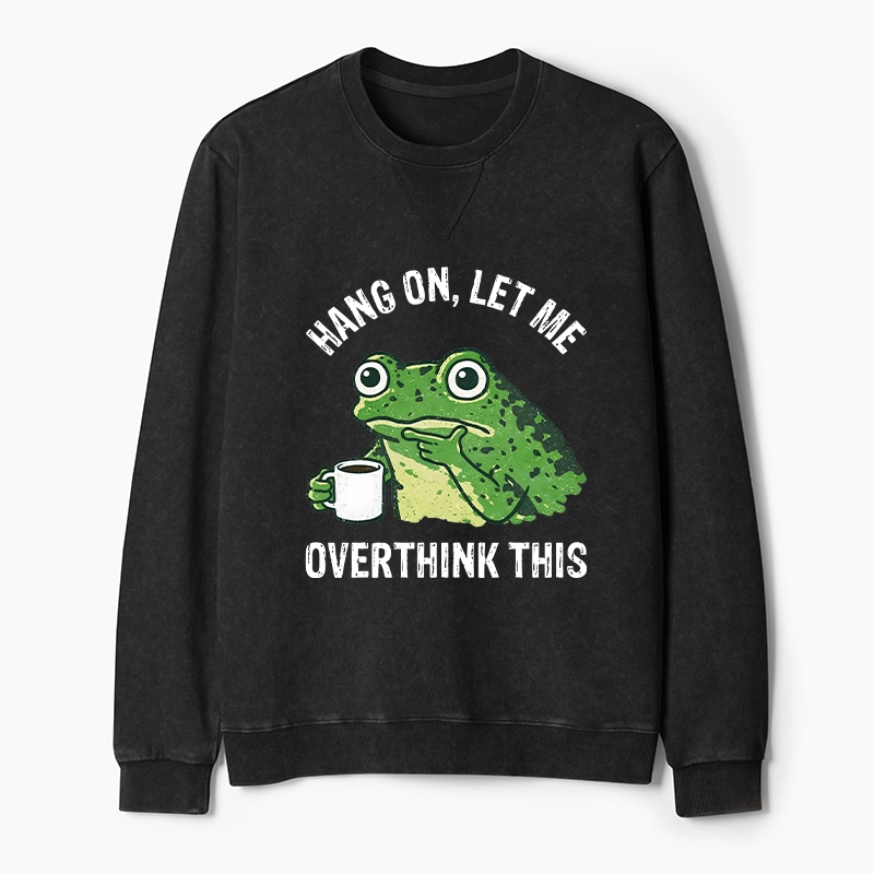 Magmoo Overthinking Frog With Coffee Washed Terry Sweatshirt