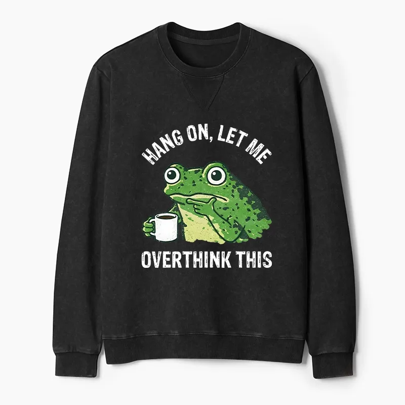 Magmoo Overthinking Frog With Coffee Washed Terry Sweatshirt