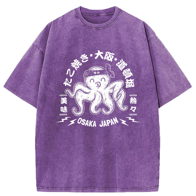 Magmoo Takoyaki Japanese Osaka Tako Octopus Washed T-Shirt