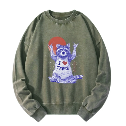 Tokyo-Tiger I love Trash Washed Sweatshirt