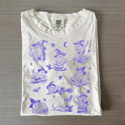 Funny Witch Cat T-shirt-Magmoo