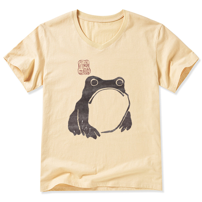Magmoo Matsumoto Hoji Woodblock Print Frog V-Neck Classic T-Shirt
