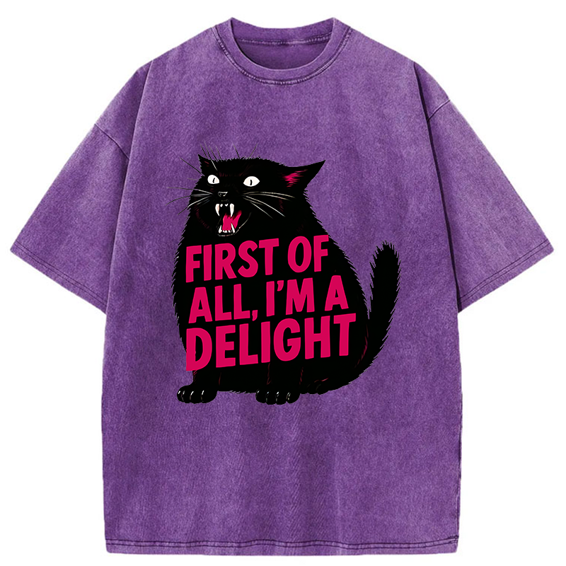 Magmoo Roaring Black Cat Washed T-Shirt-Magmoo