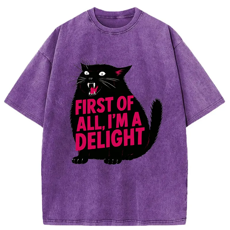 Magmoo Roaring Black Cat Washed T-Shirt-Magmoo