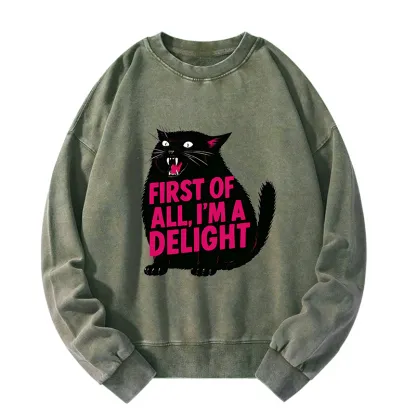 Magmoo Roaring Black Cat Washed Sweatshirt