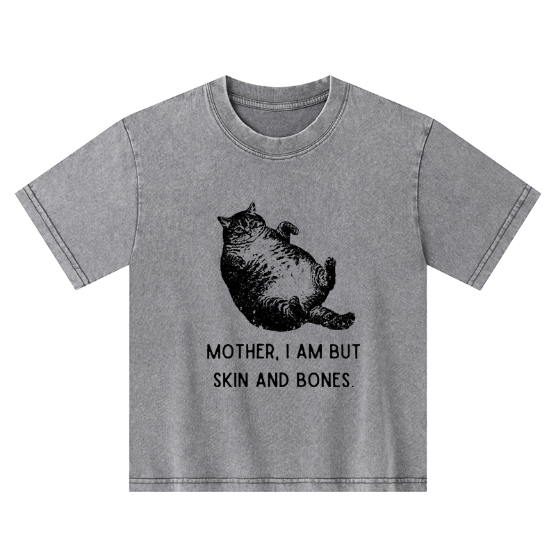 Magmoo Overweight Cat And Its Doting Owner Kids Washed T-Shirt