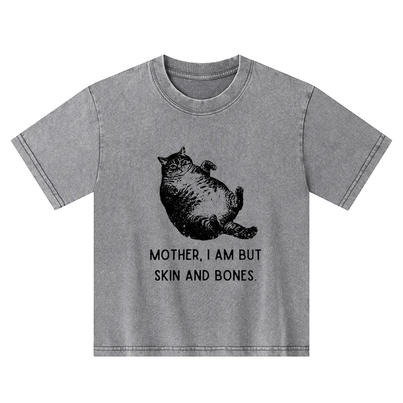 Magmoo Overweight Cat And Its Doting Owner Kids Washed T-Shirt