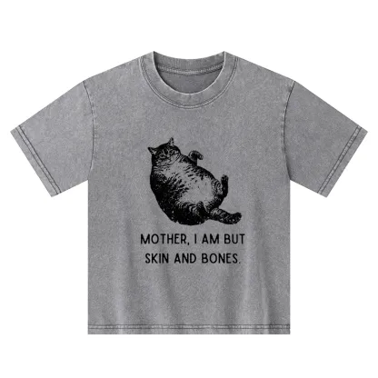 Magmoo Overweight Cat And Its Doting Owner Kids Washed T-Shirt