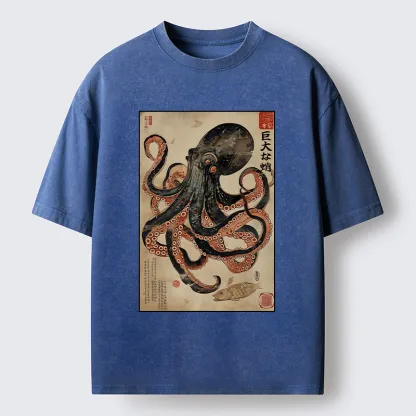 Magmoo Retro Octopus Painting Washed T-Shirt
