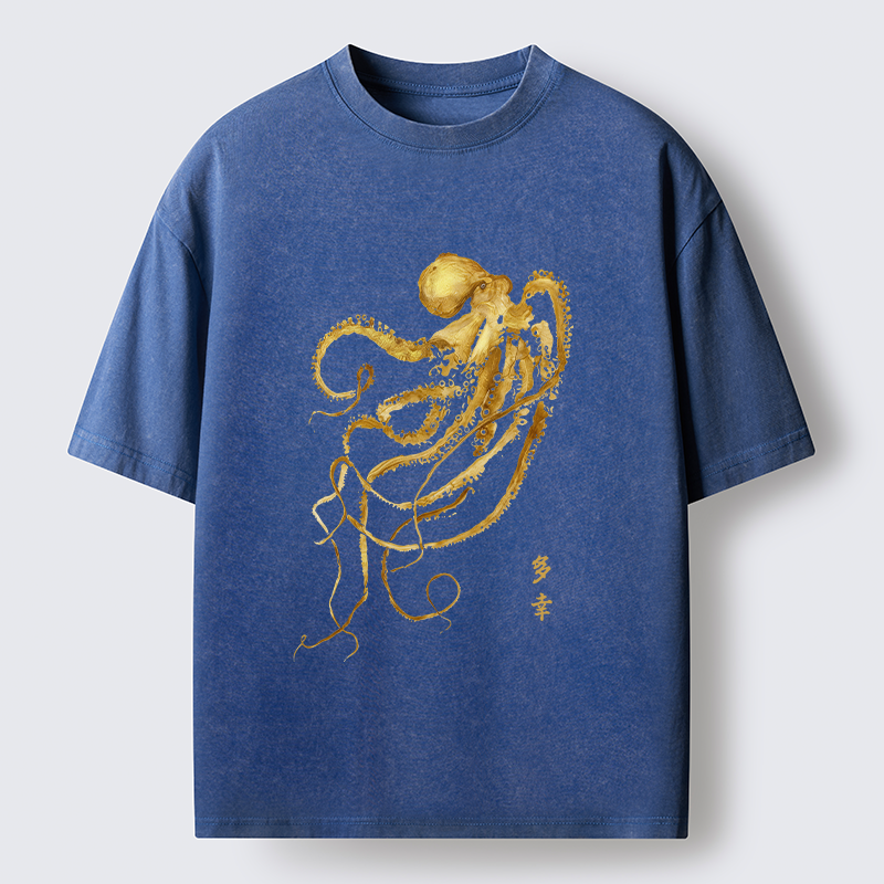 Magmoo Japan Octopus Ink Painting Washed T-Shirt