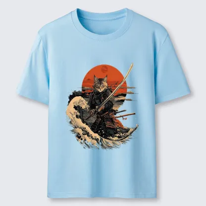 Magmoo Handsome Cat Samurai Japanese Classic T-Shirt-Magmoo