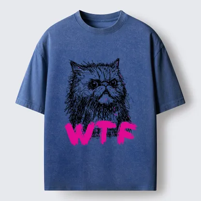 Magmoo Angry And Sloppy Cat Washed T-Shirt-Magmoo