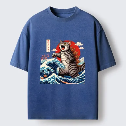 Magmoo Catzilla Roar Washed T-Shirt-Magmoo