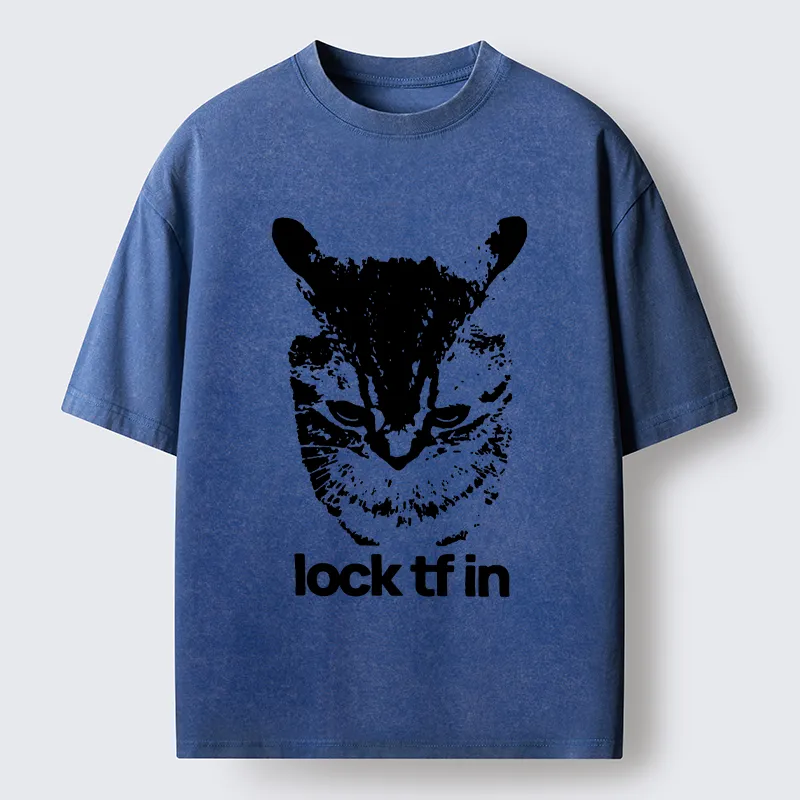 Magmoo Serious Cat Meme Washed T-Shirt-Magmoo