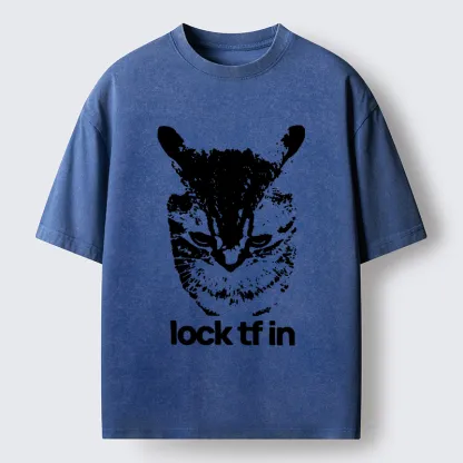 Magmoo Serious Cat Meme Washed T-Shirt-Magmoo