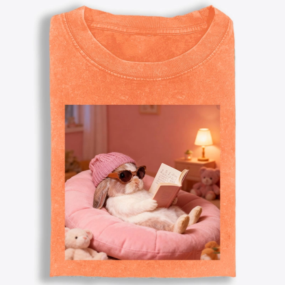 Bunny Bookish Rabbit Vintage Washed T-Shirt