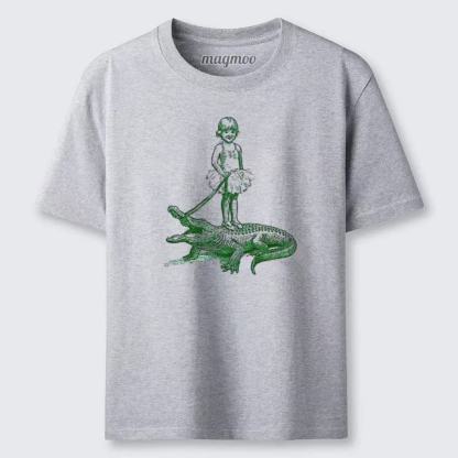 Magmoo Girl Riding An Alligator T-shirt