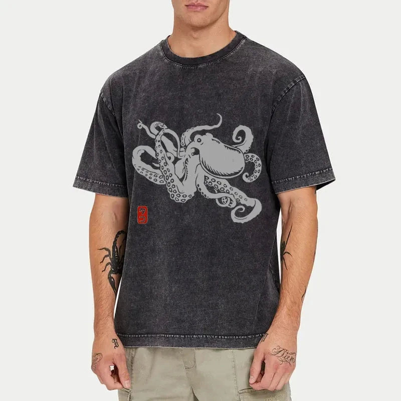 Magmoo Japanese Octopus Washed T-Shirt