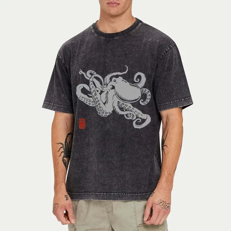 Magmoo Japanese Octopus Washed T-Shirt