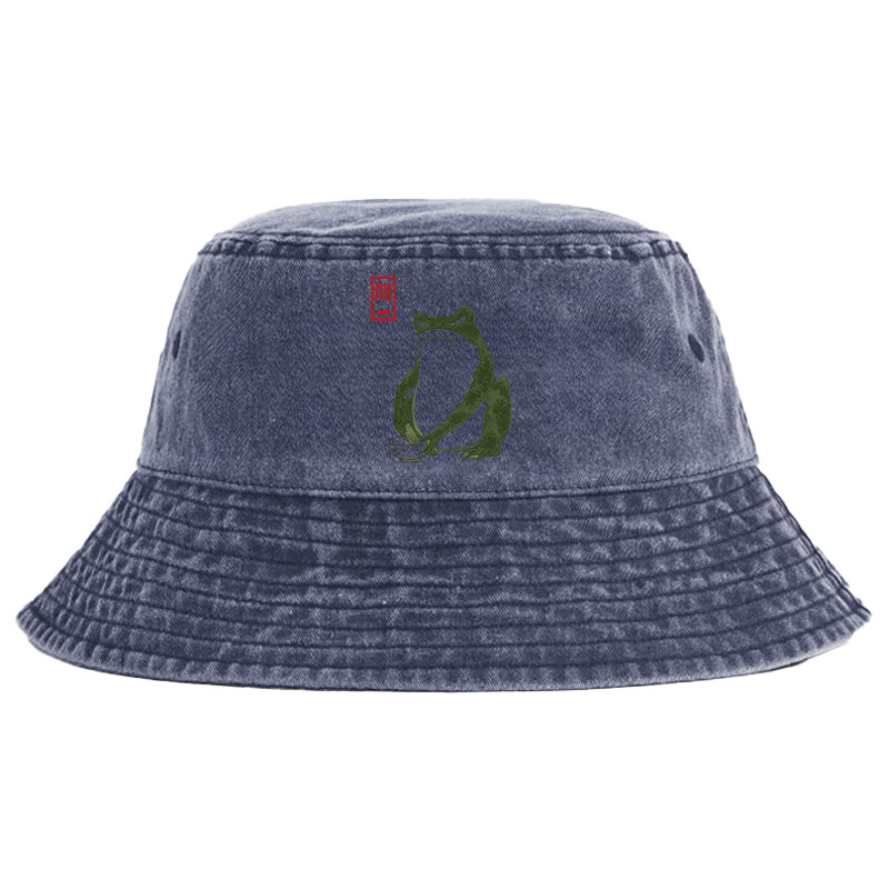 Magmoo Woodblock Print Frog Washed Bucket Hat