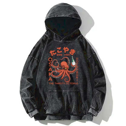 Magmoo Octopus Drinks Soju Washed Hoodie