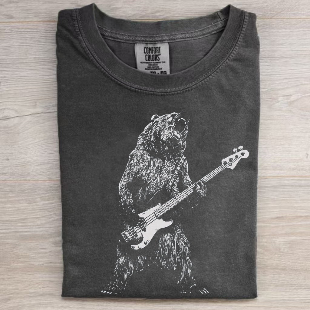 Bear Playing Bass Guitar T-shirt-Magmoo