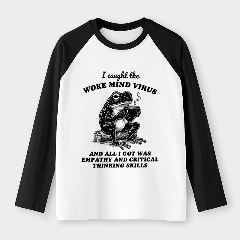 Magmoo Awakened Thinking Virus Frog Raglan Long Sleeve T-shirt
