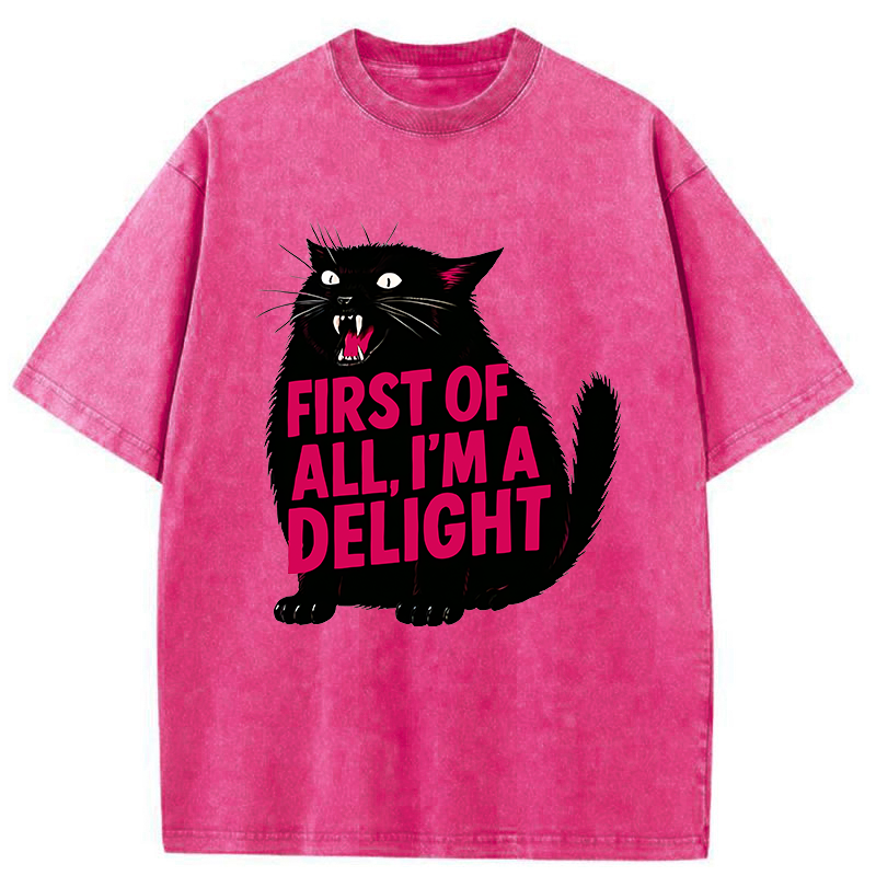 Magmoo Roaring Black Cat Washed T-Shirt-Magmoo