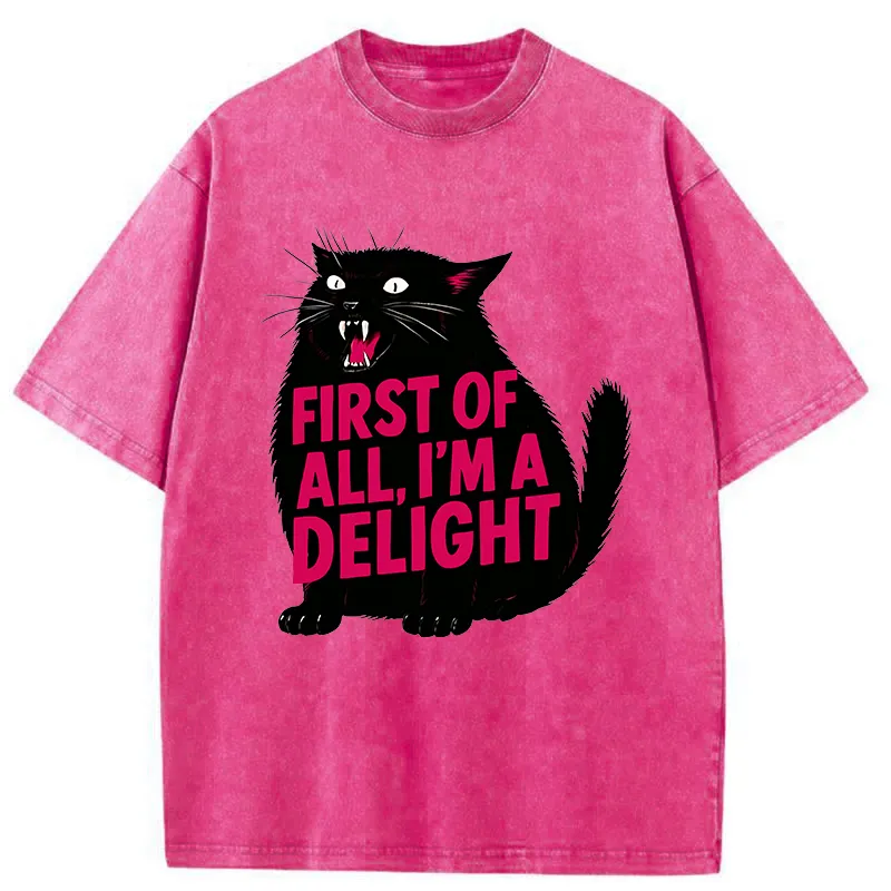 Magmoo Roaring Black Cat Washed T-Shirt-Magmoo