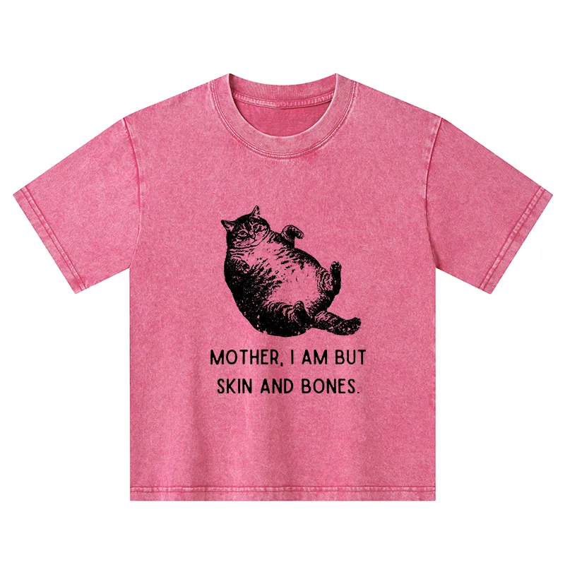 Magmoo Overweight Cat And Its Doting Owner Kids Washed T-Shirt