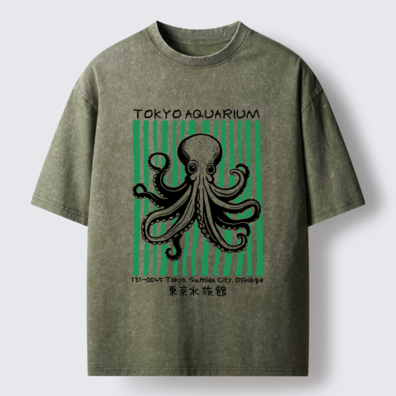 Magmoo Cute Tokyo Octopus Washed T-Shirt