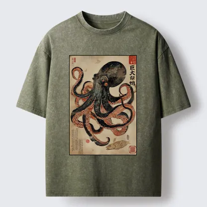 Magmoo Retro Octopus Painting Washed T-Shirt