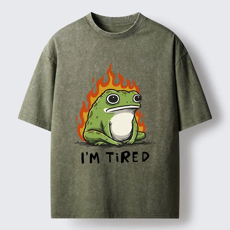 Magmoo Tired Frog Japan Washed T-Shirt-Magmoo