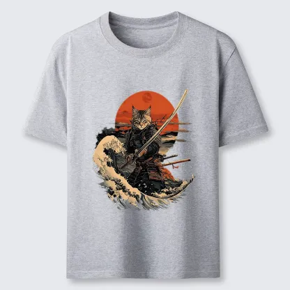 Magmoo Handsome Cat Samurai Japanese Classic T-Shirt-Magmoo