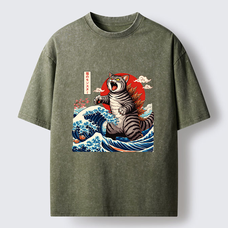 Magmoo Catzilla Roar Washed T-Shirt-Magmoo