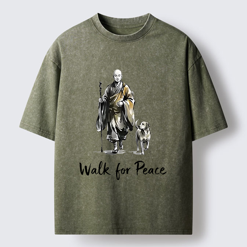 Magmoo Peace Dog Aloka Washed T-Shirt-Magmoo