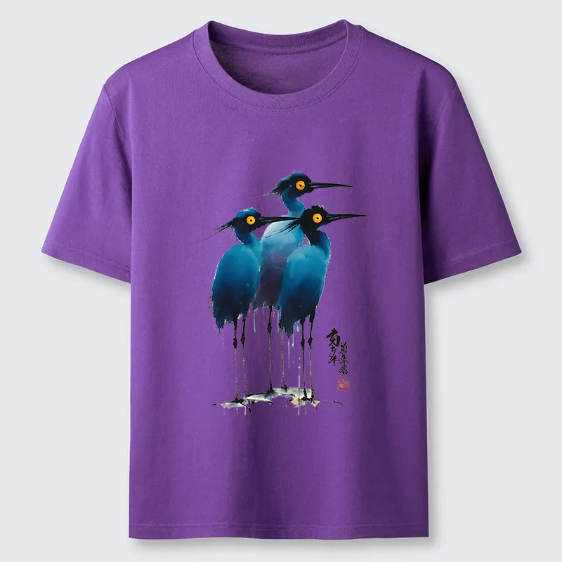 Magmoo Great Blue Heron Ink Painting Classic T-Shirt-Magmoo
