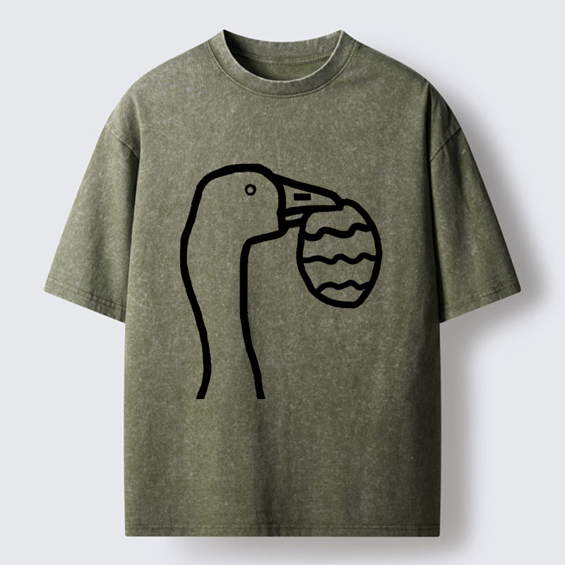 Magmoo Goose Carrying An Egg Washed T-Shirt-Magmoo