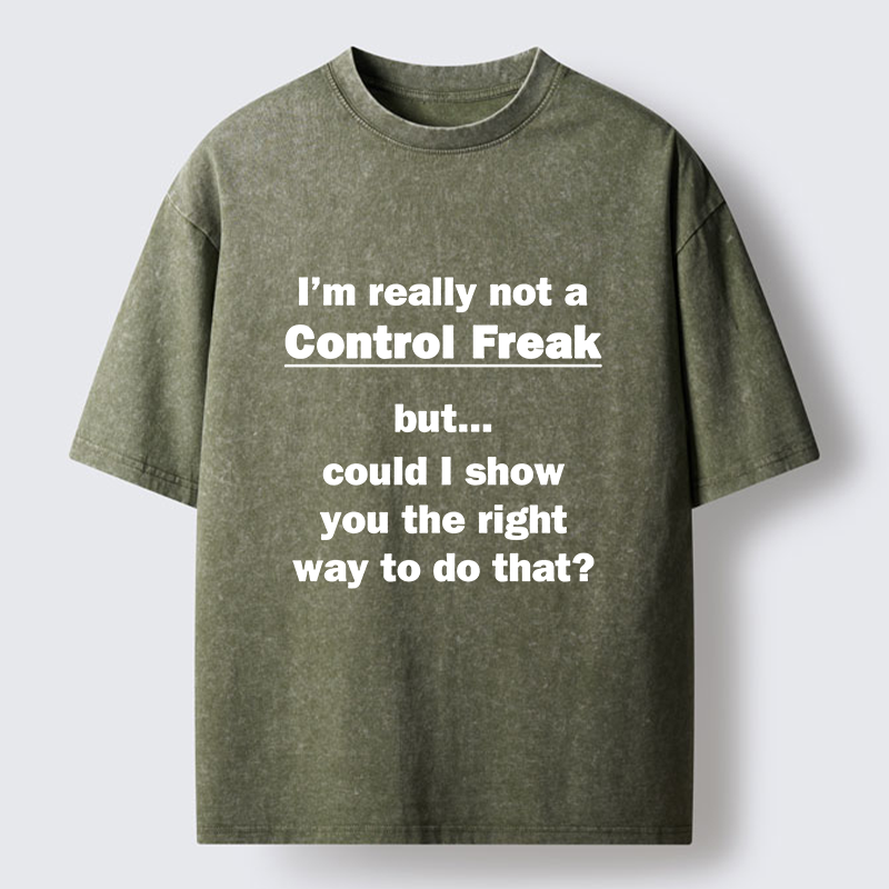 Magmoo Control Freak Meme Washed T-Shirt-Magmoo
