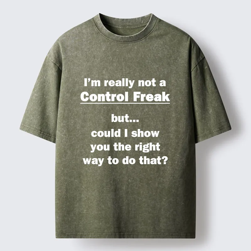 Magmoo Control Freak Meme Washed T-Shirt-Magmoo