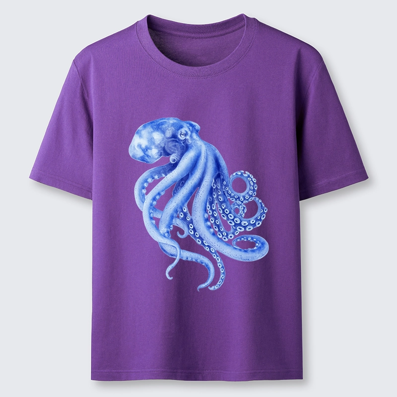 Magmoo Retro Blue Octopus Classic T-Shirt-Magmoo