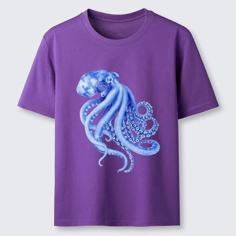 Magmoo Retro Blue Octopus Classic T-Shirt-Magmoo
