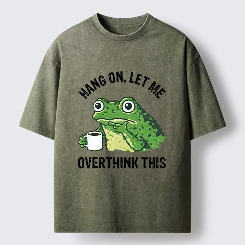 Magmoo Overthinking Frog With Coffee Washed T-Shirt