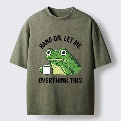 Magmoo Overthinking Frog With Coffee Washed T-Shirt
