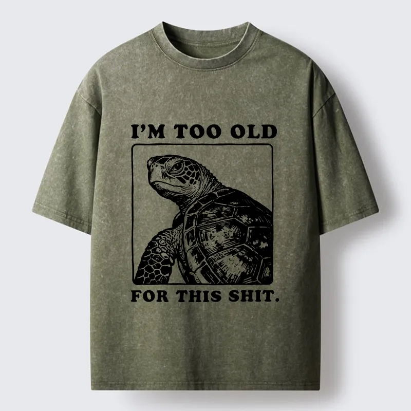 Magmoo Turtle I Quit Meme Energy Washed T-Shirt-Magmoo